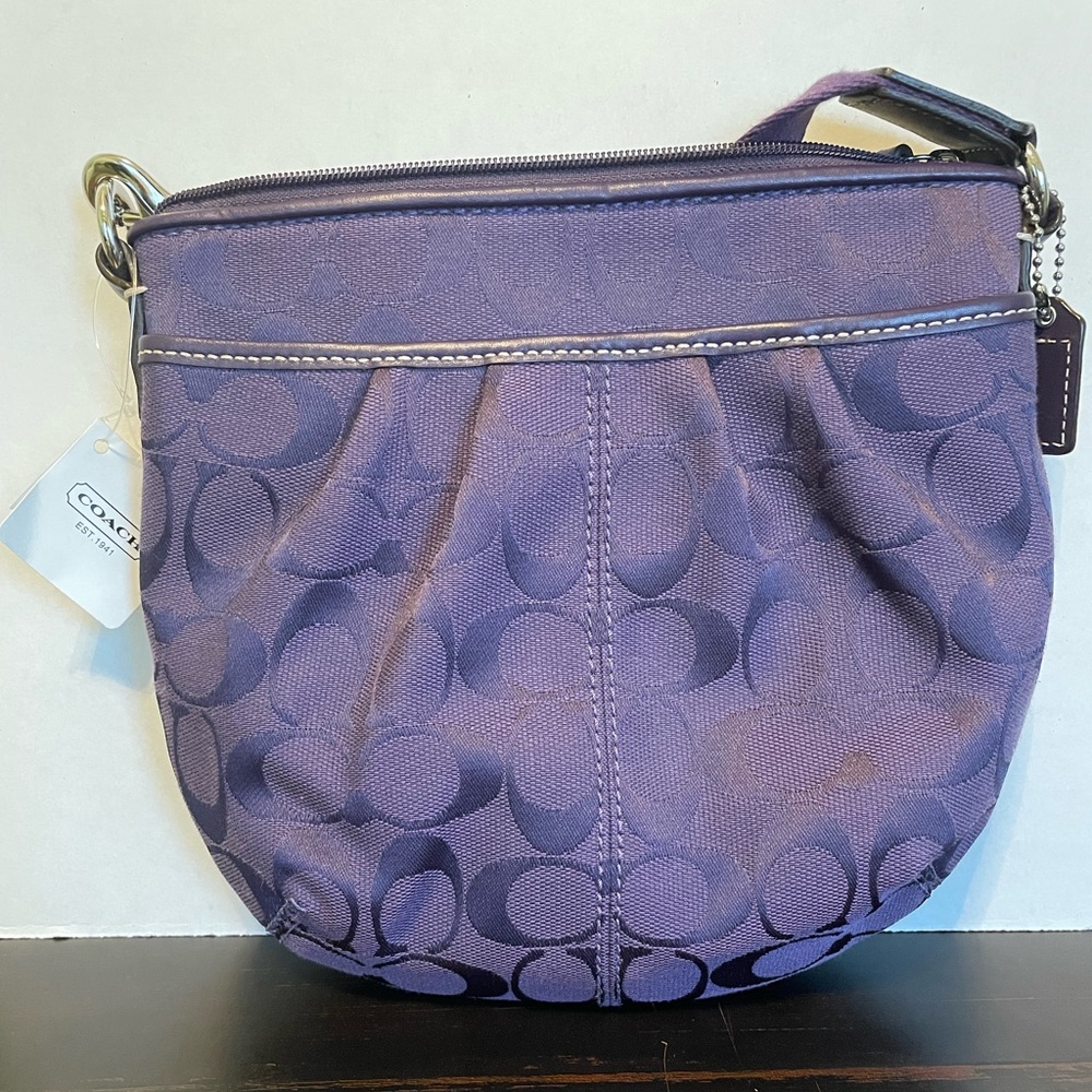 *New* Coach Signature Pleated Swingpack bag in Royal Purple
